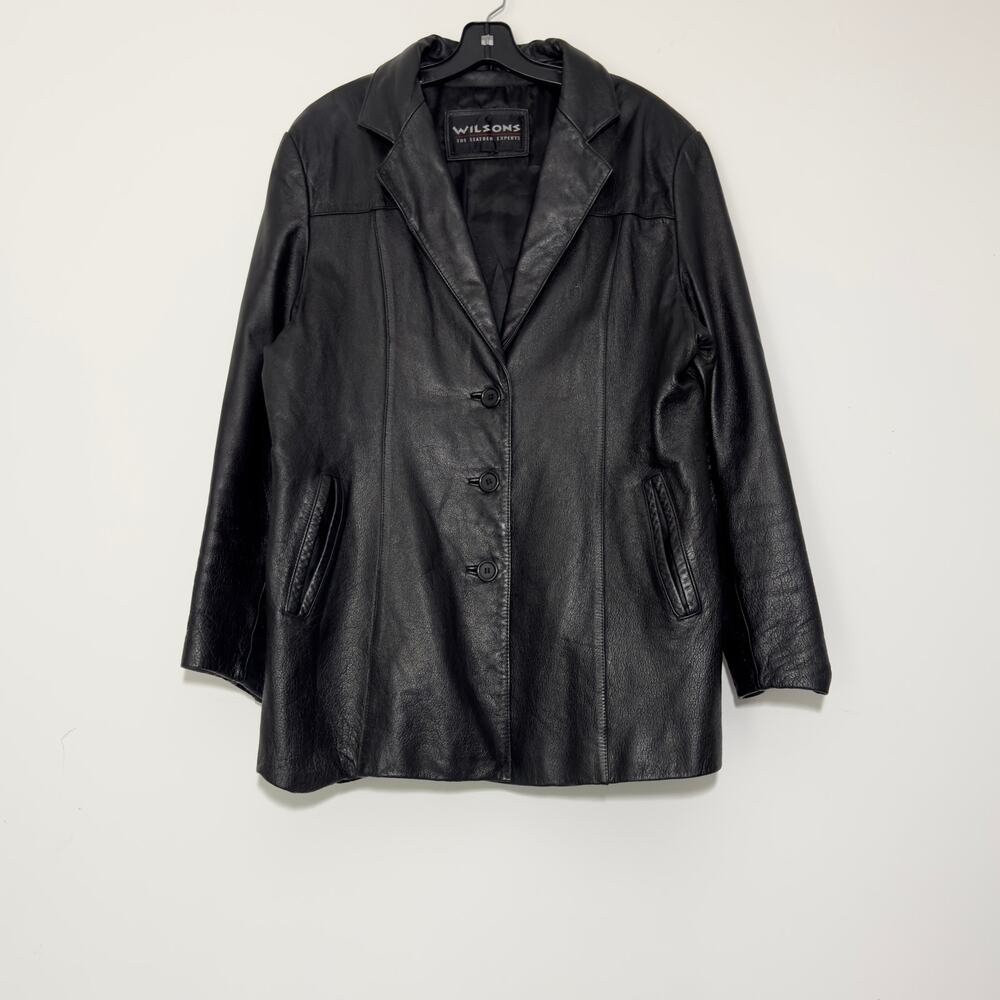WILSON LEATHER Vintage Black Coat Jacket  Size L Large